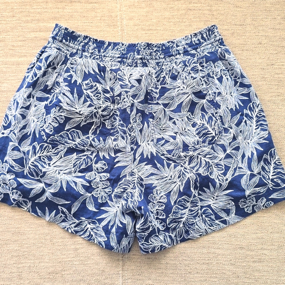Briggs Linen Blend Tie Waist Blue / White Shorts Women's Size M - Picture 4 of 5